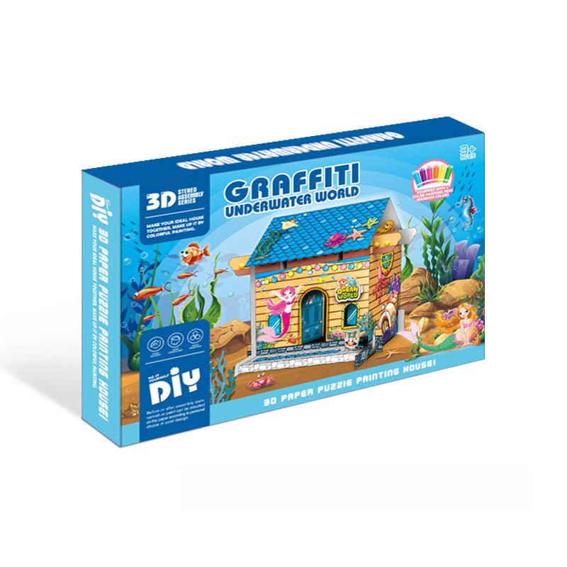 Pädagogisches Papierspielzeug | Mini DIY Creative Cardboard Malerhaus - Packung von 5