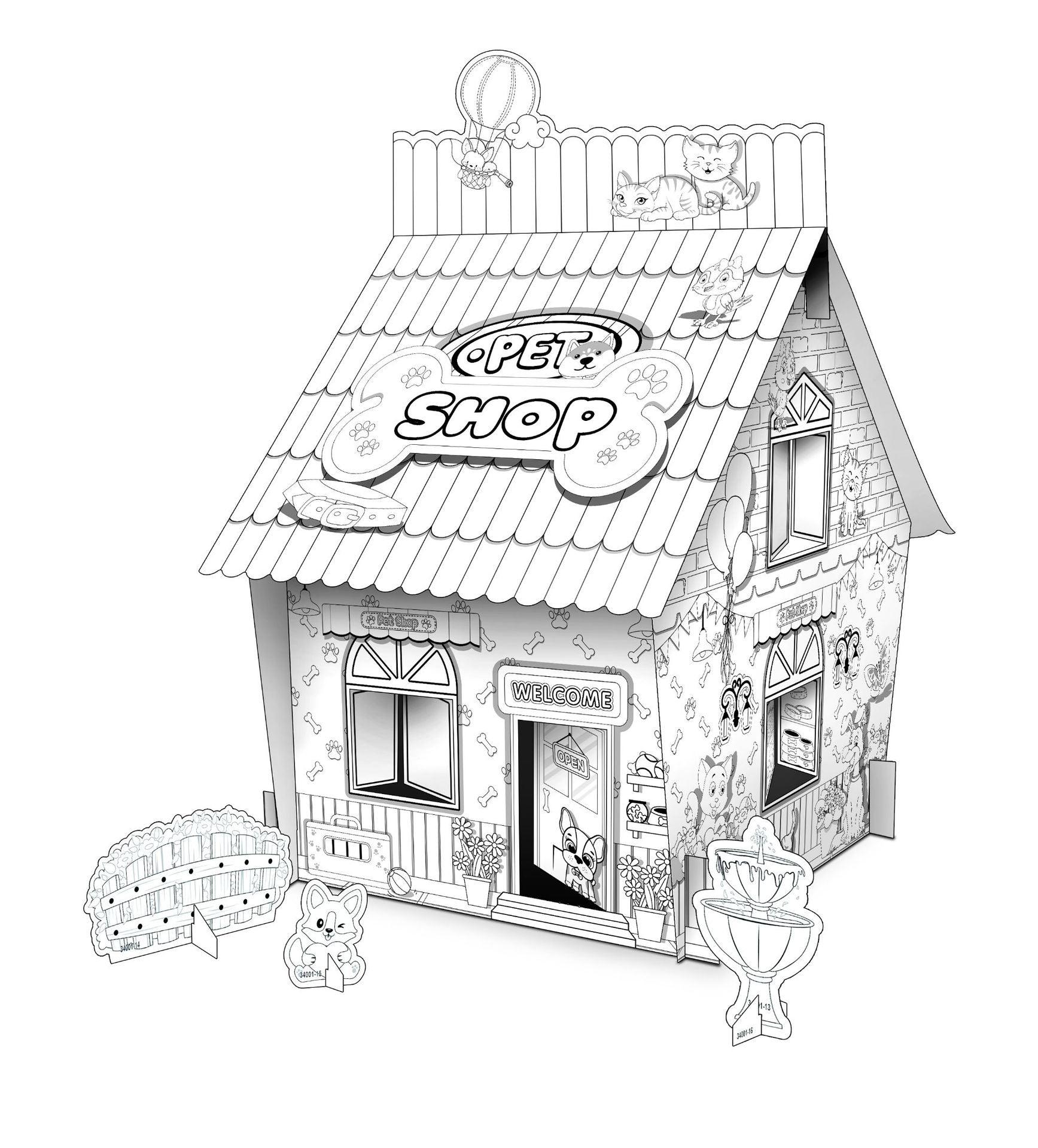 Pädagogisches Papierspielzeug | Mini DIY Creative Cardboard Malerei Haus - Pet Shop