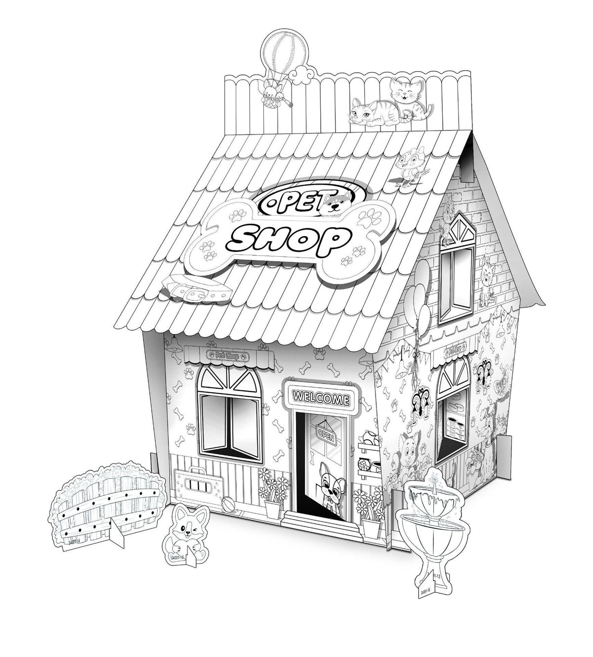 Pädagogisches Papierspielzeug | Mini DIY Creative Cardboard Malerei Haus - Pet Shop