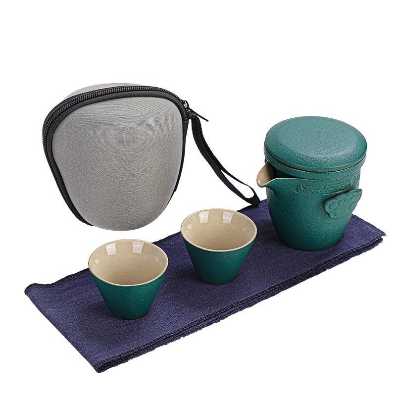 Portable Schwarz Pottery Kung Fu Tea Set - Ein Topf Zwei Tassen Mit Coaster