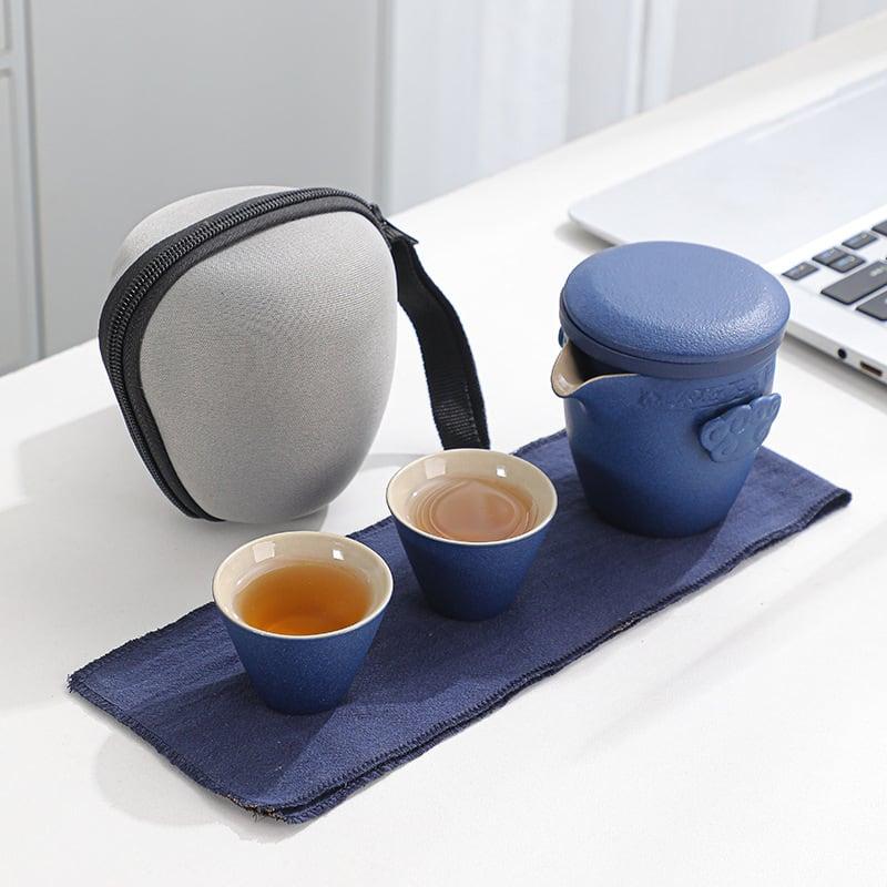 Portable Schwarz Pottery Kung Fu Tea Set - Ein Topf Zwei Tassen Mit Coaster