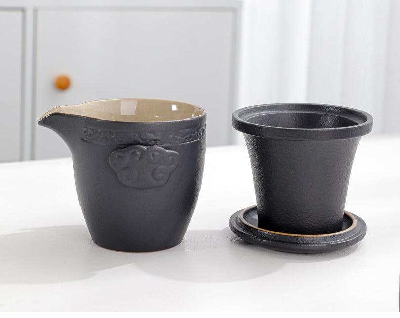 Portable Schwarz Pottery Kung Fu Tea Set - Ein Topf Zwei Tassen Mit Coaster