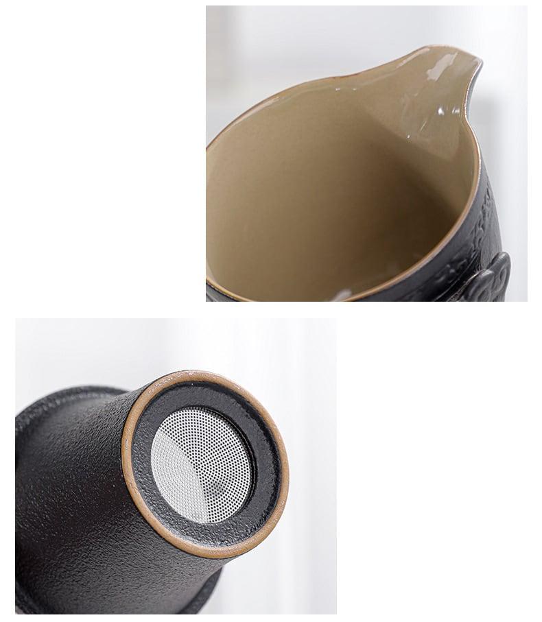 Portable Schwarz Pottery Kung Fu Tea Set - Ein Topf Zwei Tassen Mit Coaster