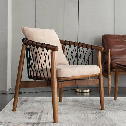 Rikuto - Solid Ash Wood & Cotton Armchair | Lesestuhl