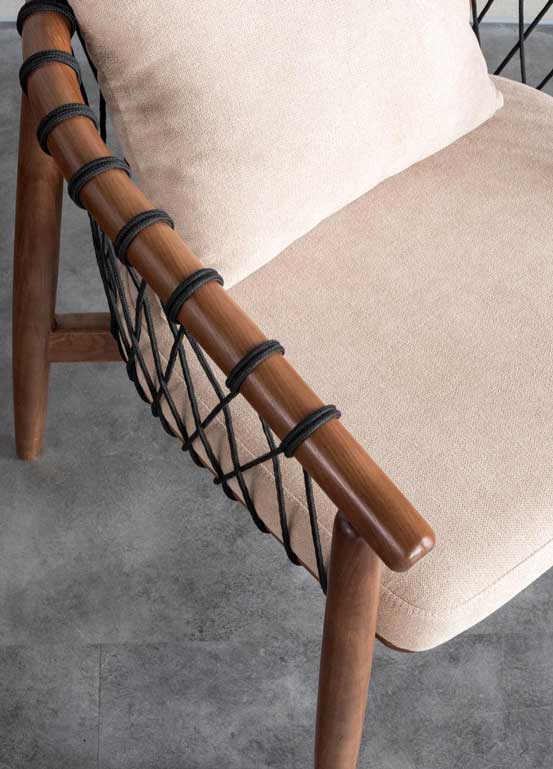 Rikuto - Solid Ash Wood & Cotton Armchair | Lesestuhl