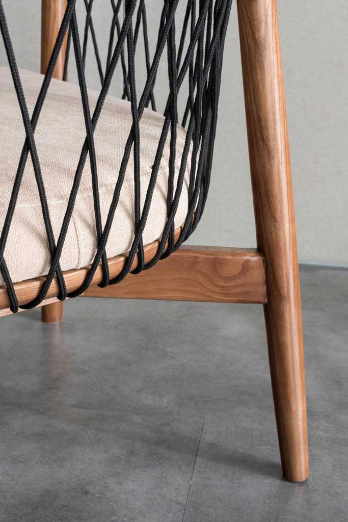 Rikuto - Solid Ash Wood & Cotton Armchair | Lesestuhl