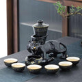 Semi Automatic Tiger Ceramic Kung Fu Tea Set - 9 Stück