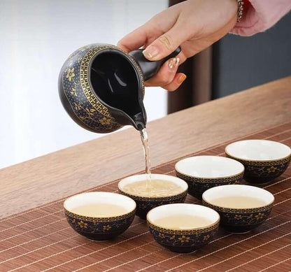 Semi Automatic Tiger Ceramic Kung Fu Tea Set - 9 Stück