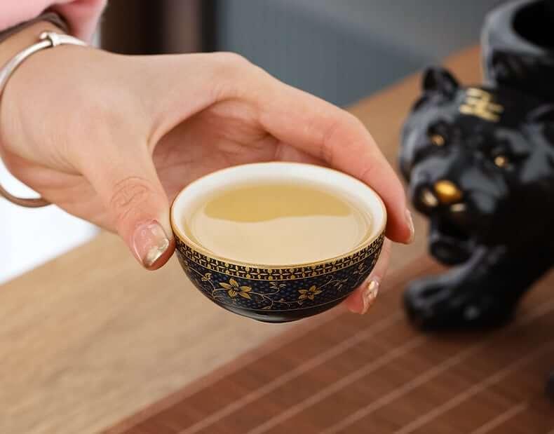 Semi Automatic Tiger Ceramic Kung Fu Tea Set - 9 Stück