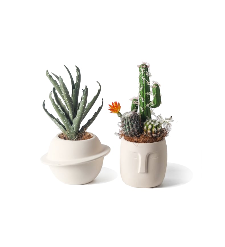 Pandora 2er-Set - Handgemachte Pflanzentöpfe In / Outdoor Beige