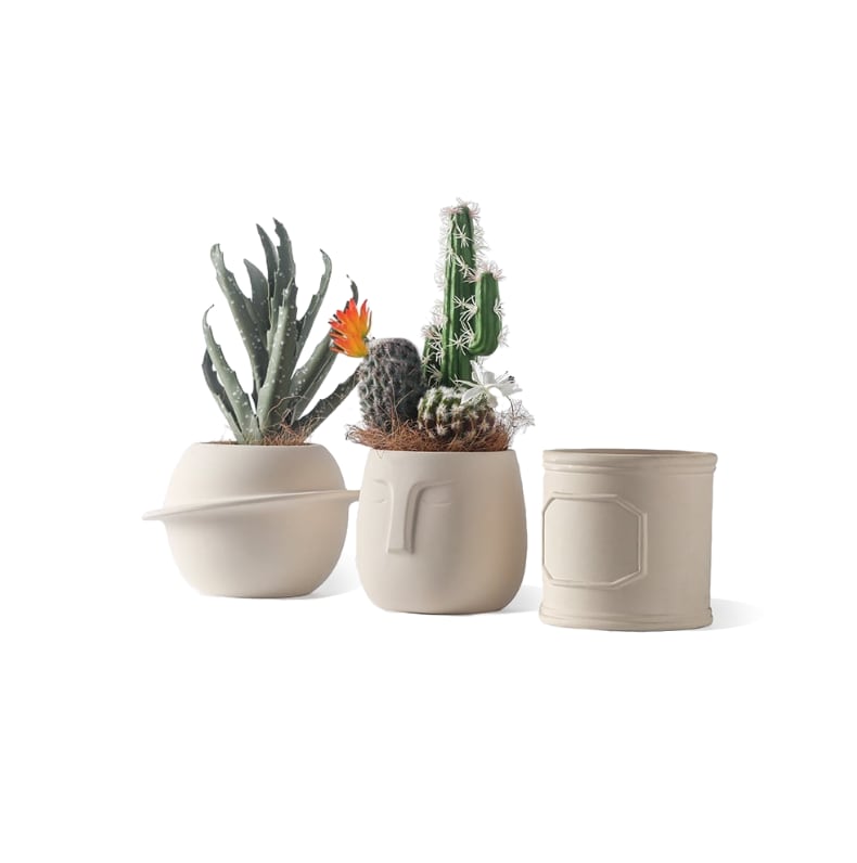 Pandora 3er-Set - Handgemachte Pflanzentöpfe In / Outdoor Beige