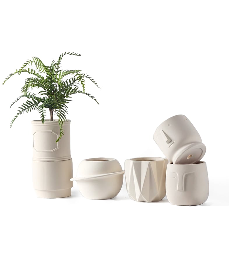 Pandora 6er-Set - Handgemachte Pflanzentöpfe In / Outdoor Beige