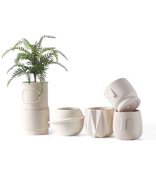 Pandora 6er-Set - Handgemachte Pflanzentöpfe In / Outdoor Beige