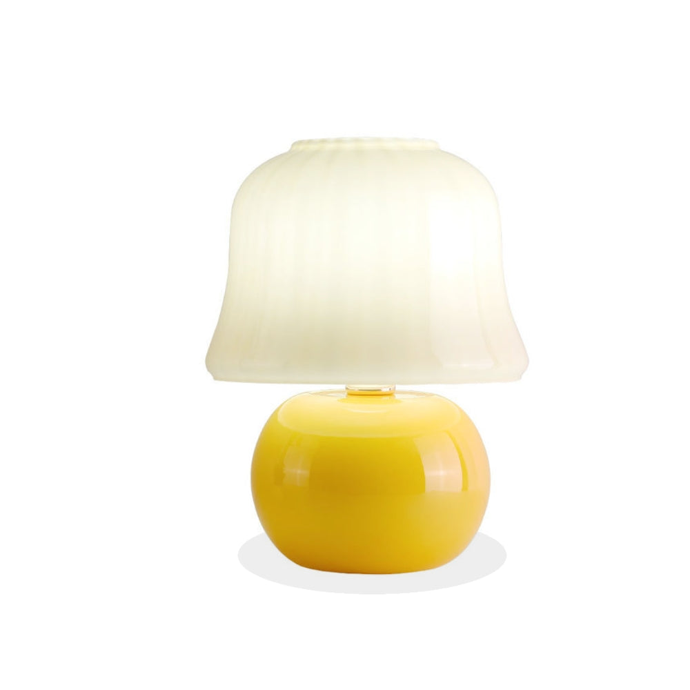 Cream Glas Mushroom Tischlampe - Plug-in