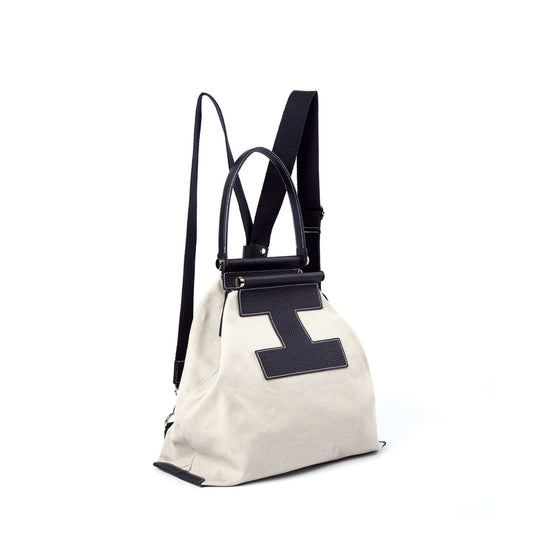 INA - Variety Tragetasche in Leder & Canvas Schwarz
