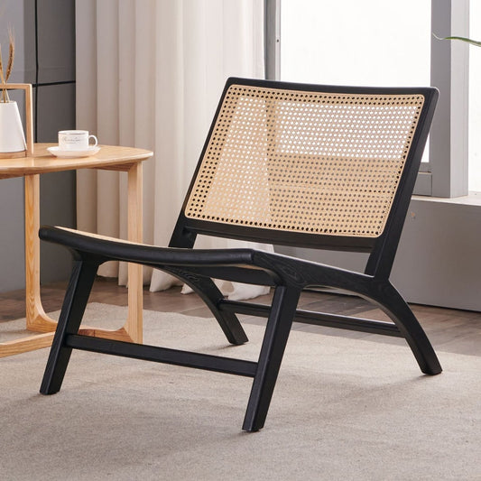 Tomomi- Solid Ash Wood & Rattan Sessel | Lesestuhl