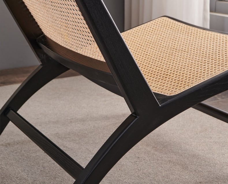 Tomomi- Solid Ash Wood & Rattan Sessel | Lesestuhl