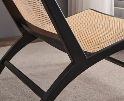 Tomomi- Solid Ash Wood & Rattan Sessel | Lesestuhl