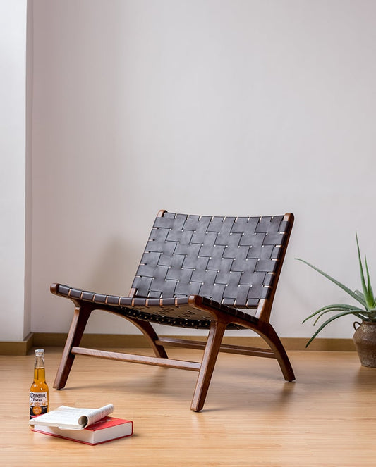 Tomomi- Solid Ash Wood & Leather Armchair | Lesestuhl