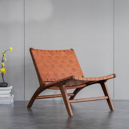 Tomomi- Solid Ash Wood & Leather Armchair | Lesestuhl