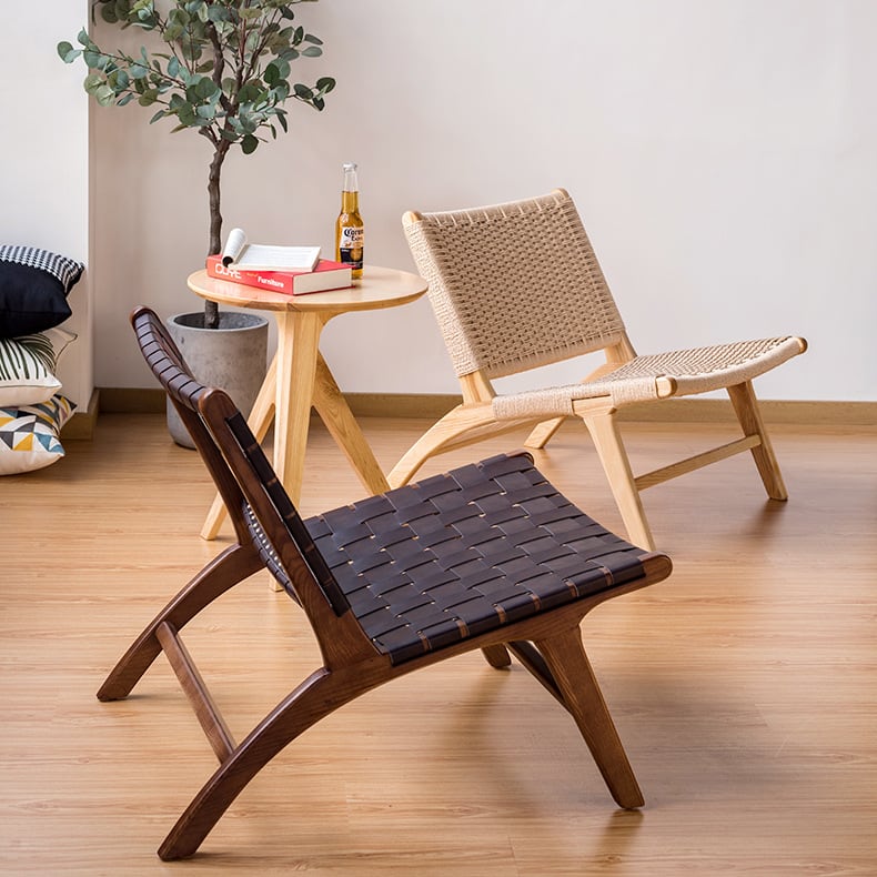 Tomomi- Solid Ash Wood & Leather Armchair | Lesestuhl