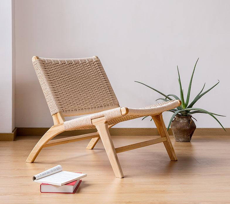 Tomomi- Solid Ash Wood & Kraft Paper Rope Sessel | Lesestuhl