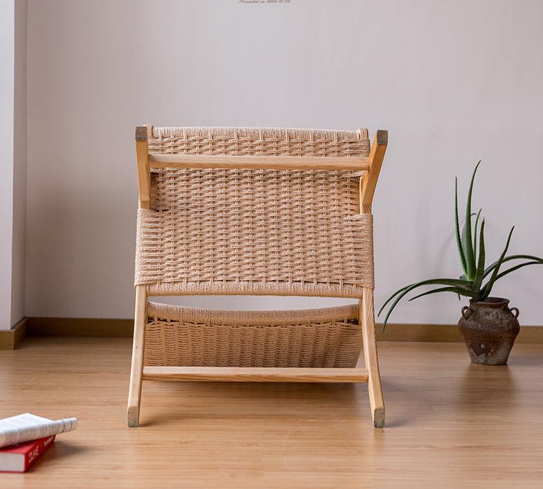 Tomomi- Solid Ash Wood & Kraft Paper Rope Sessel | Lesestuhl