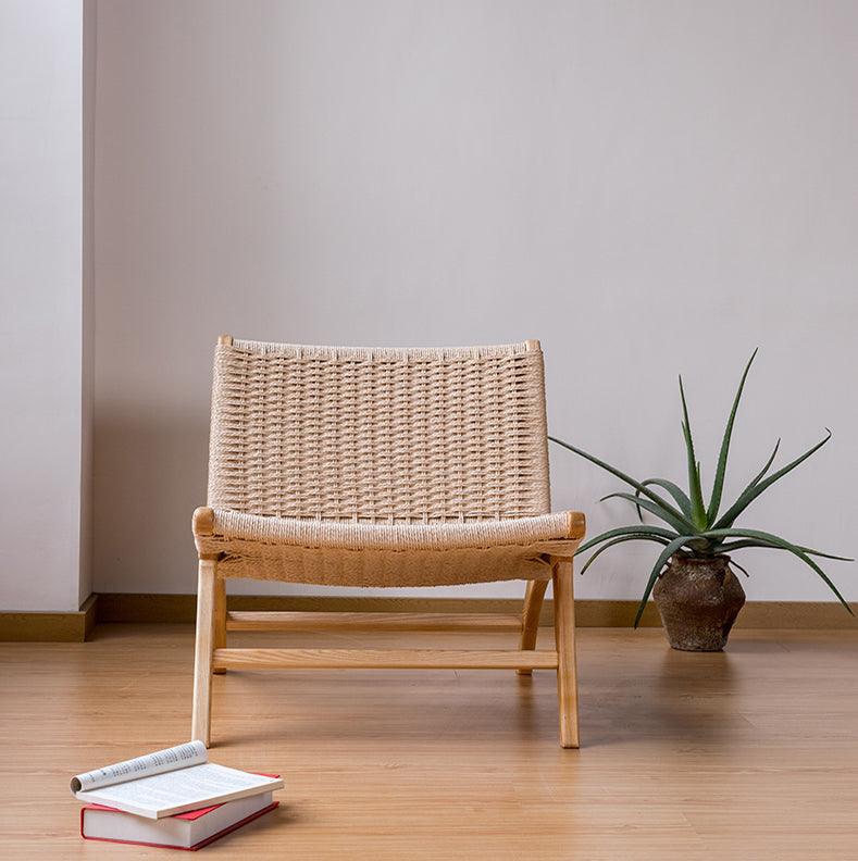 Tomomi- Solid Ash Wood & Kraft Paper Rope Sessel | Lesestuhl