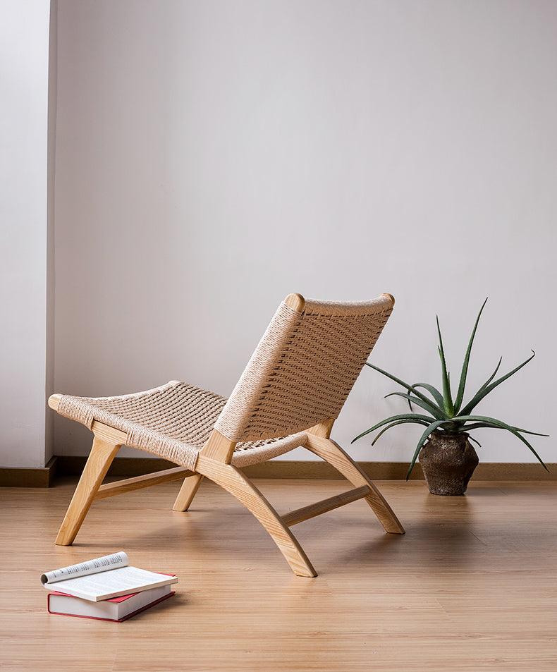 Tomomi- Solid Ash Wood & Kraft Paper Rope Sessel | Lesestuhl