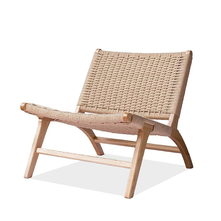 Tomomi- Solid Ash Wood & Kraft Paper Rope Sessel | Lesestuhl