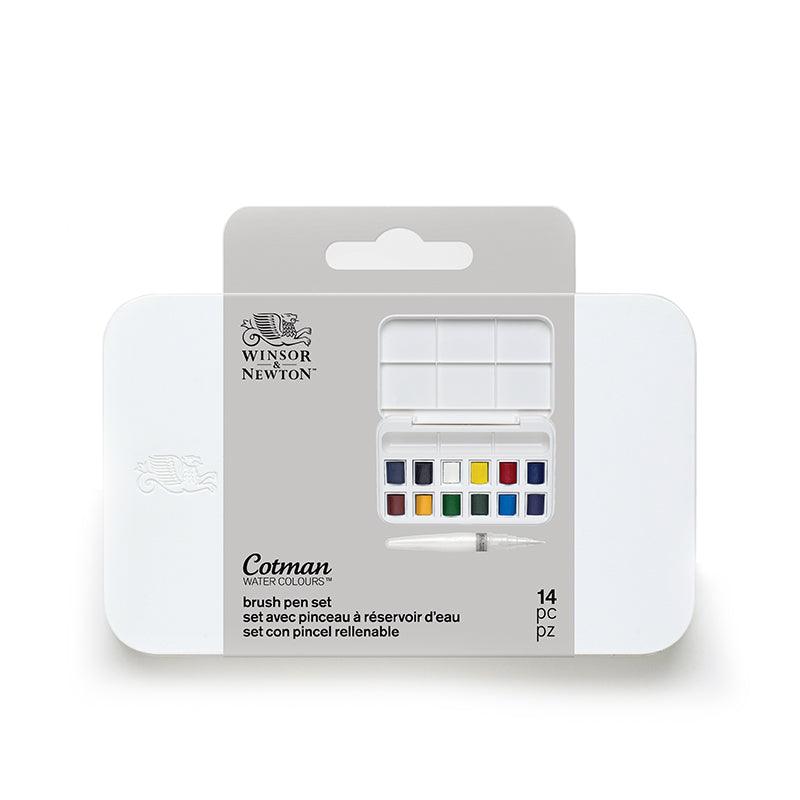 Winsor & Newton Cotman Watercolor Brush Pen Set- Box (135 mm x 85 mm x 24 mm) Set mit 12 Halbpfannen