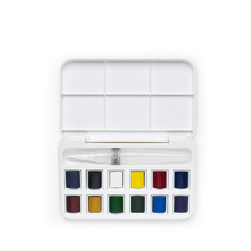 Winsor & Newton Cotman Watercolor Brush Pen Set- Box (135 mm x 85 mm x 24 mm) Set mit 12 Halbpfannen
