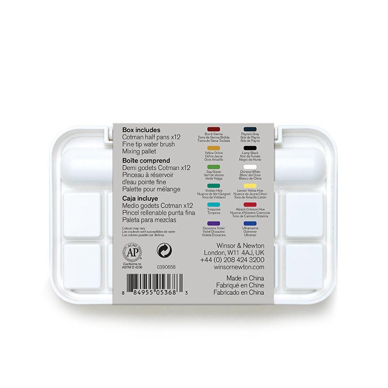Winsor & Newton Cotman Watercolor Brush Pen Set- Box (135 mm x 85 mm x 24 mm) Set mit 12 Halbpfannen