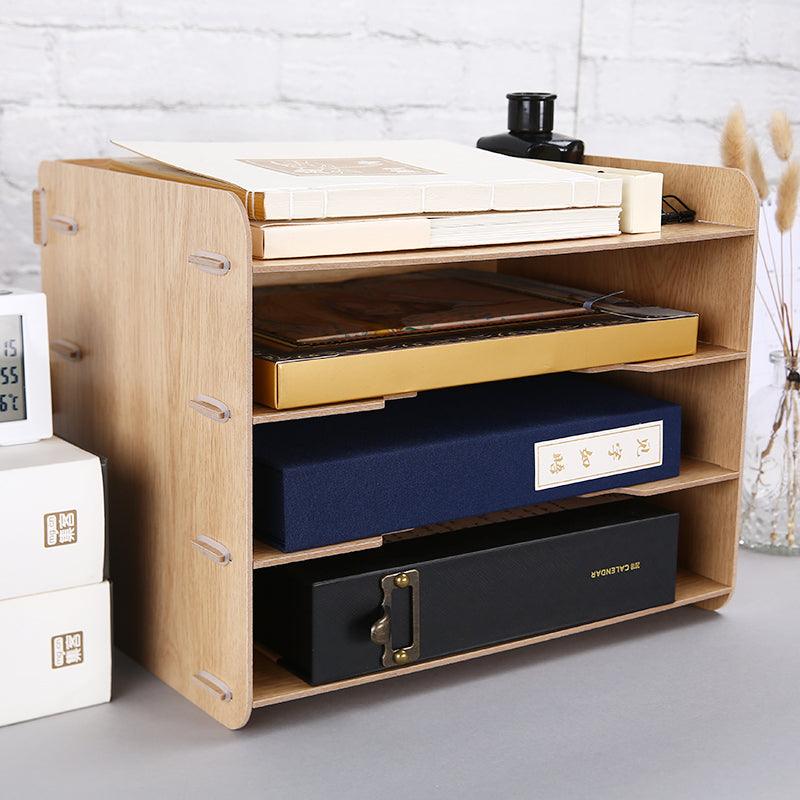 Holzfarbe Vier Levels File Holder