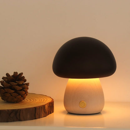 Massivholzpilz-Tischlampe - USB-wiederaufladbare LED-Schnurlos-Tischlampe