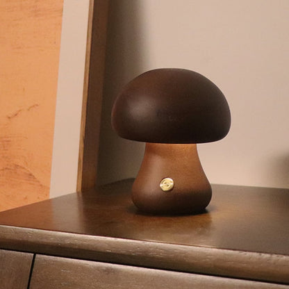 Massivholzpilz-Tischlampe - USB-wiederaufladbare LED-Schnurlos-Tischlampe