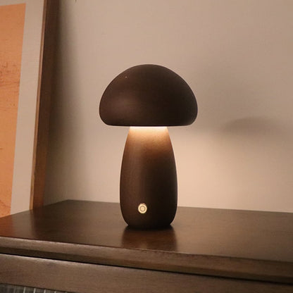 Massivholzpilz-Tischlampe - USB-wiederaufladbare LED-Schnurlos-Tischlampe